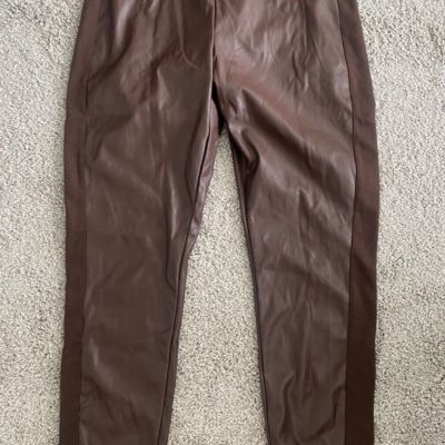 Women's PU Leggings Faux Leather Slim Shiny Skinny Pants Trousers Regular Size L